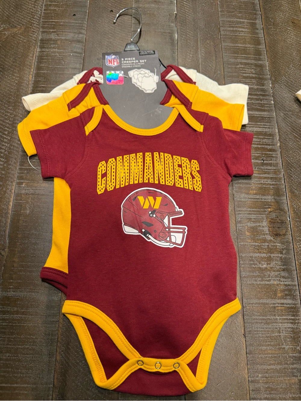 NFL Washington Commanders Baby 3-Piece Bodysuit One piece Set Short Sleeve 3-6M